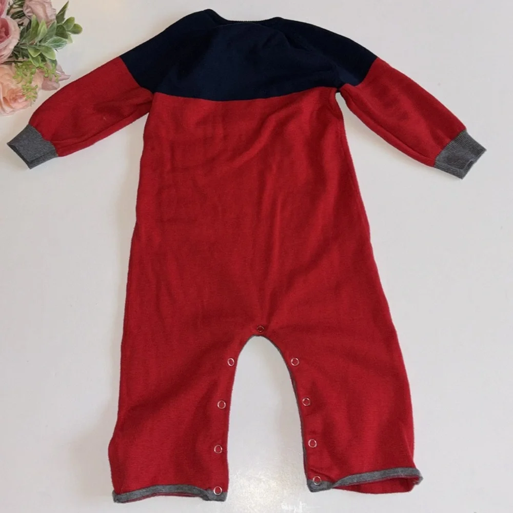Toobydoo Red and blue sweater onesie 18-24 month Snap bottom ToobyDoo